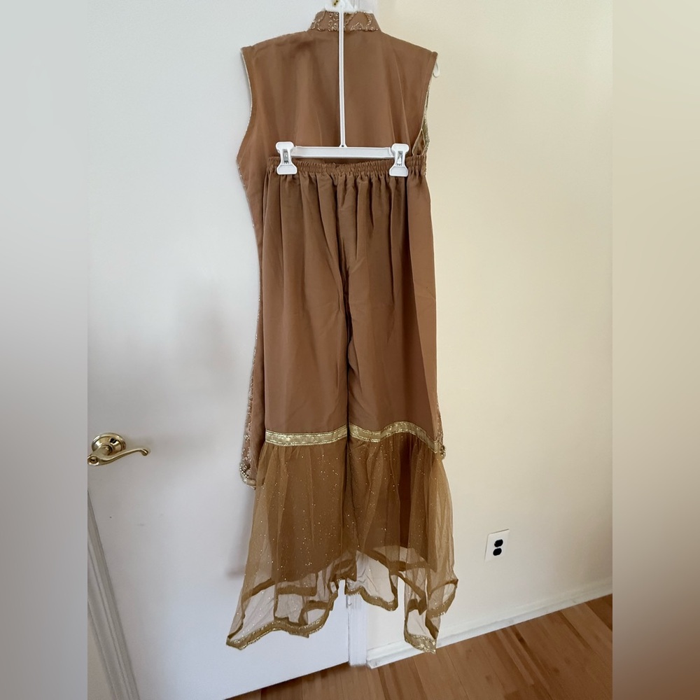 Elegant Embroidered Sleeveless Dress with Dupatta - Picture 4 of 12